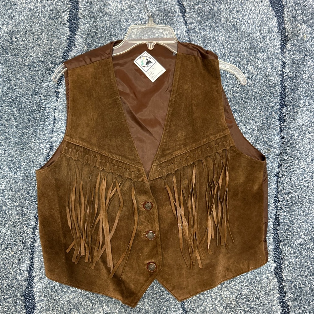 Desperado SUEDE Leather FRINGED VEST Tan Medium Hippie BOHO Cowgirl